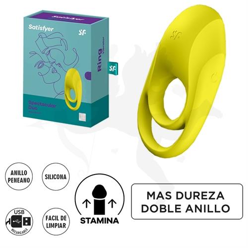 Spectacular Duo anillo peneano con vibracion y carga USB